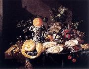 Cornelis de Heem Still-Life with Oysters, Lemons and Grapes oil